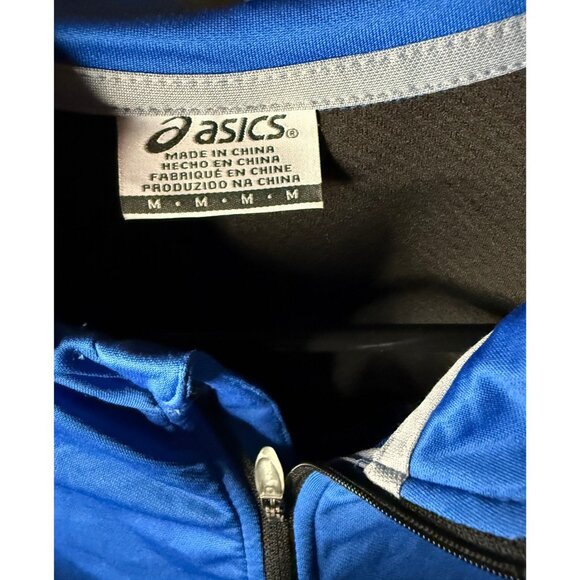 Asics Blue 1/4 Zip Pullover Athletic Light Jacket Mens M Performance - Picture 3 of 6
